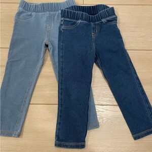 Cat & Jack Toddler Girls Pull-On Elastic Denim Jeggings 2 Pairs Bundle - 2T